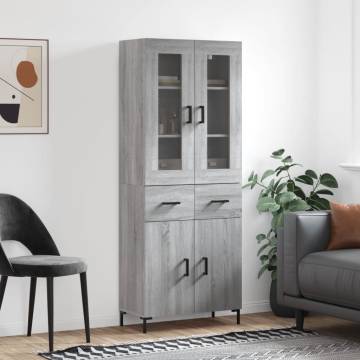 Stylish Highboard Grey Sonoma | Engineered Wood | 69.5x34x180 cm