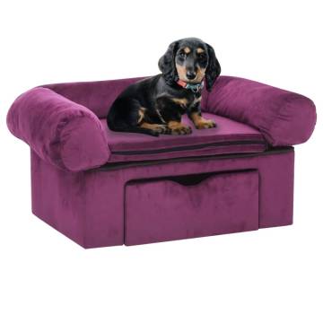 Cozy Dog Sofa with Drawer - Burgundy Plush 75x50x38 cm