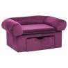 Cozy Dog Sofa with Drawer - Burgundy Plush 75x50x38 cm