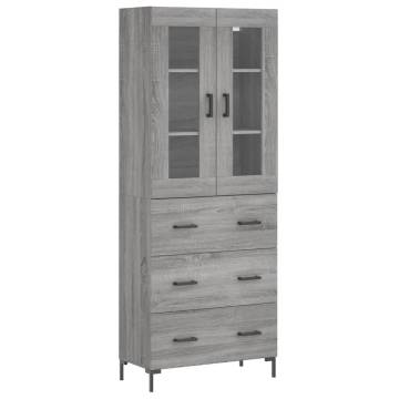 Stylish Highboard Grey Sonoma - 69.5x34x180 cm Engineered Wood