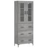 Stylish Highboard Grey Sonoma - 69.5x34x180 cm Engineered Wood