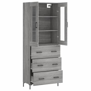 Stylish Highboard Grey Sonoma - 69.5x34x180 cm Engineered Wood