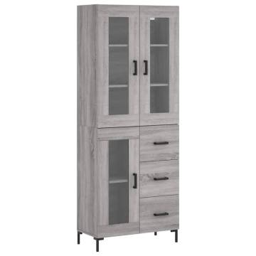 Stylish Highboard Grey Sonoma - 69.5x34x180 cm | HipoMarket