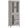 Stylish Highboard Grey Sonoma - 69.5x34x180 cm | HipoMarket