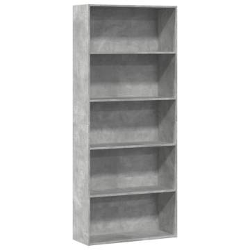 Concrete Grey Book Cabinet - 80x30x189 cm - Stylish Storage