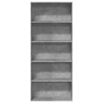 Concrete Grey Book Cabinet - 80x30x189 cm - Stylish Storage