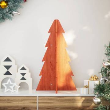 Wooden Christmas Tree - Wax Brown Solid Wood Decoration | HipoMarket