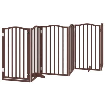 Foldable Dog Gate with Door - 300 cm Brown Oak