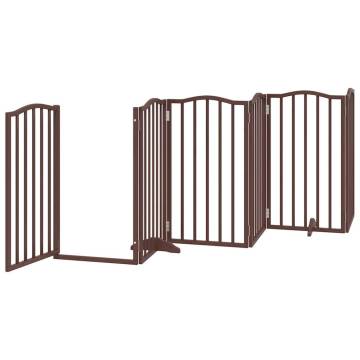 Foldable Dog Gate with Door - 300 cm Brown Oak