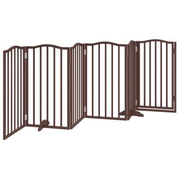 Foldable Dog Gate with Door - 300 cm Brown Oak