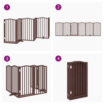 Foldable Dog Gate with Door - 300 cm Brown Oak