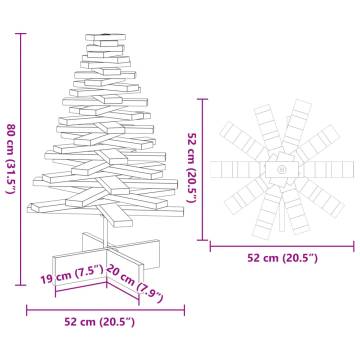 Wooden Christmas Tree 80 cm - Unique Solid Pine Decoration