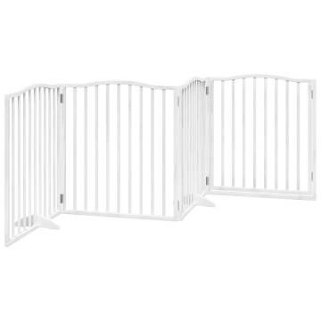 Foldable 4 Panel Dog Gate with Door - 320 cm Poplar Wood