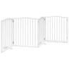 Foldable 4 Panel Dog Gate with Door - 320 cm Poplar Wood