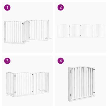 Foldable 4 Panel Dog Gate with Door - 320 cm Poplar Wood