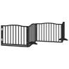 Foldable Dog Gate with Door - 320cm Poplar Wood - Black