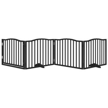 Foldable Dog Gate with Door - 320cm Poplar Wood - Black