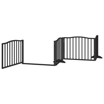 Foldable Dog Gate with Door - 320cm Poplar Wood - Black