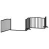 Foldable Dog Gate with Door - 320cm Poplar Wood - Black