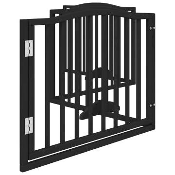 Foldable Dog Gate with Door - 320cm Poplar Wood - Black