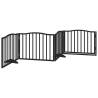 Foldable Dog Gate with Door - 320cm Poplar Wood - Black