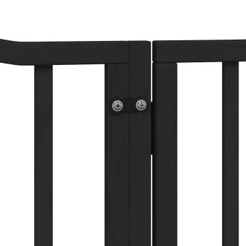 Foldable Dog Gate with Door - 320cm Poplar Wood - Black