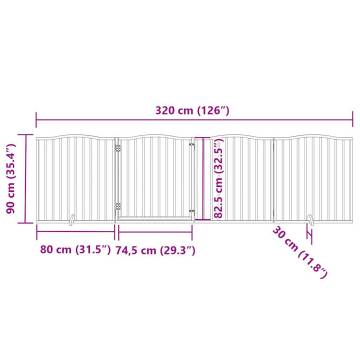 Foldable Black Dog Gate with Door | 320 cm Poplar Wood