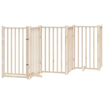 Foldable Dog Gate with Door - 6 Panels Solid Wood 300 cm