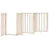 Foldable Dog Gate with Door - 6 Panels Solid Wood 300 cm