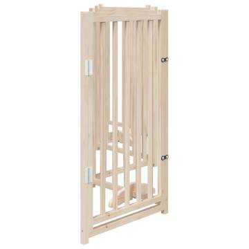 Foldable Dog Gate with Door - 6 Panels Solid Wood 300 cm