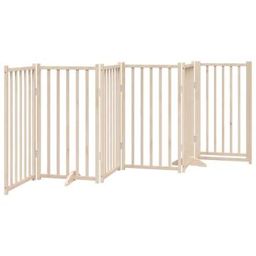 Foldable Dog Gate with Door - 6 Panels Solid Wood 300 cm