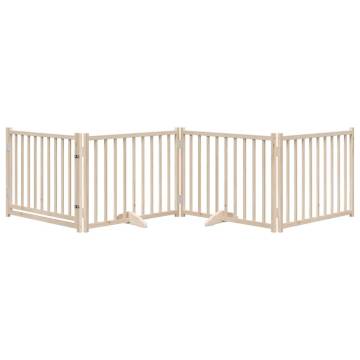 Foldable Dog Gate with Door - 320 cm Solid Wood Fir