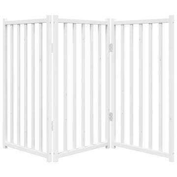 Foldable Dog Gate - 3 Panels White Solid Wood Fir | Hipomarket