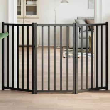 Foldable Dog Gate - 3 Panels Black Solid Wood | HipoMarket UK