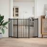 Foldable Dog Gate - 3 Panels Black Solid Wood | HipoMarket UK