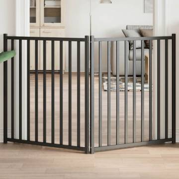 Foldable Dog Gate - 2 Panels Black Solid Wood | HipoMarket