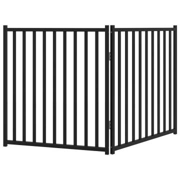 Foldable Dog Gate - 2 Panels Black Solid Wood | HipoMarket