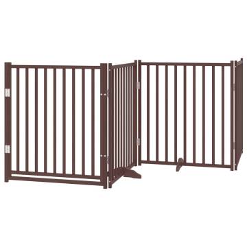 Dog Gate with Door - Foldable 4 Panels Brown Oak 320 cm