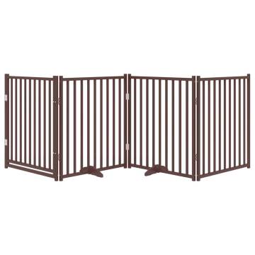 Dog Gate with Door - Foldable 4 Panels Brown Oak 320 cm