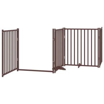 Dog Gate with Door - Foldable 4 Panels Brown Oak 320 cm