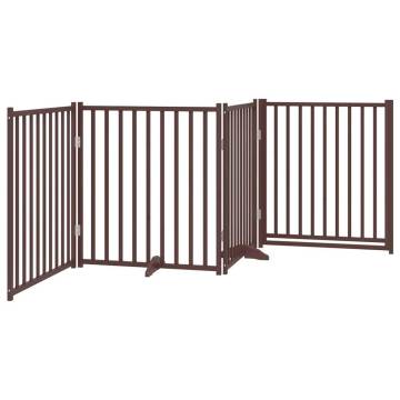 Dog Gate with Door - Foldable 4 Panels Brown Oak 320 cm