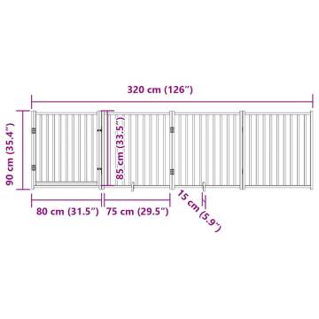 Dog Gate with Door - Foldable 4 Panels Brown Oak 320 cm