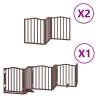 Dog Gate with Door - Foldable 12 Panels in Brown - 600 cm