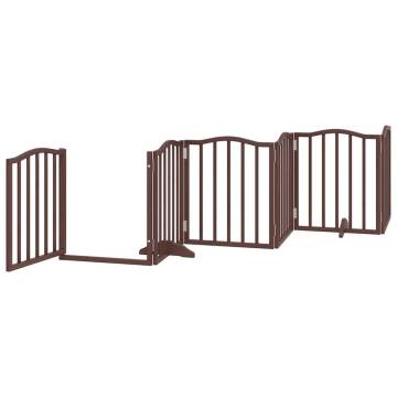 Dog Gate with Door - Foldable 12 Panels in Brown - 600 cm