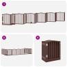 Dog Gate with Door - Foldable 12 Panels in Brown - 600 cm