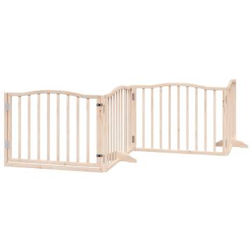 Dog Gate with Door - Foldable 8 Panels Poplar Wood | HipoMarket