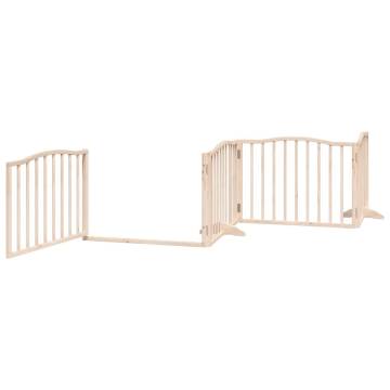 Dog Gate with Door - Foldable 8 Panels Poplar Wood | HipoMarket