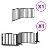 Dog Gate with Door - Foldable 6 Panels Black - 480 cm