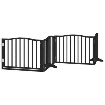 Dog Gate with Door - Foldable 6 Panels Black - 480 cm