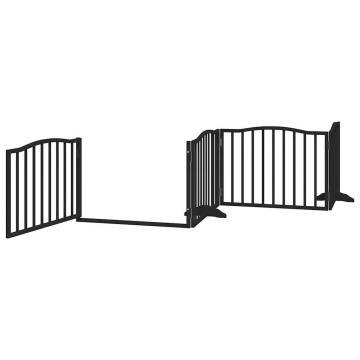 Dog Gate with Door - Foldable 6 Panels Black - 480 cm